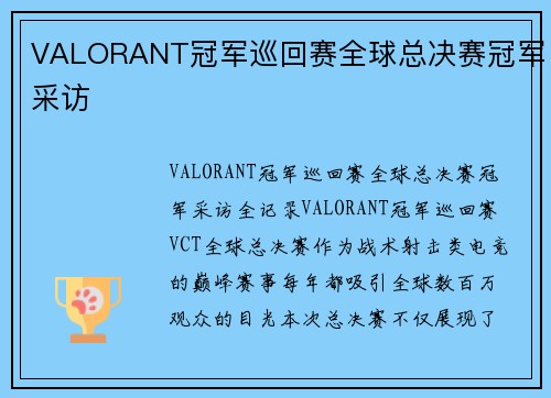 VALORANT冠军巡回赛全球总决赛冠军采访