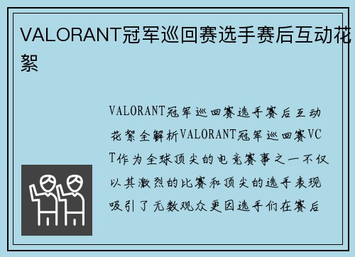 VALORANT冠军巡回赛选手赛后互动花絮
